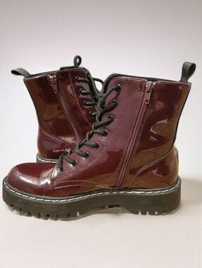 Sincerely Jules Burgundy Harley Lace-Up Combat Boots 8.5